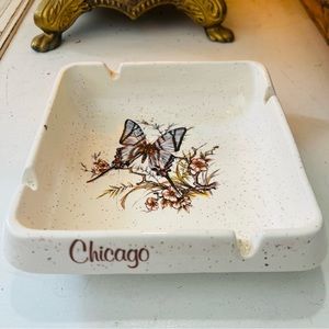 Chicago and Butterfly Vintage Ashtray Dish